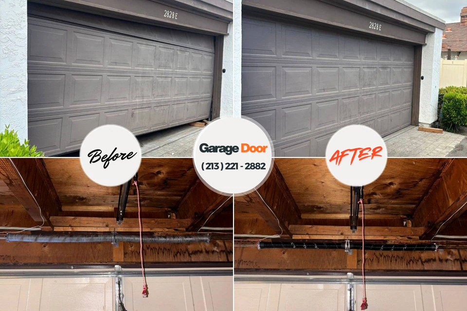 Before and after: garage door repair Vestavia Hills, AL